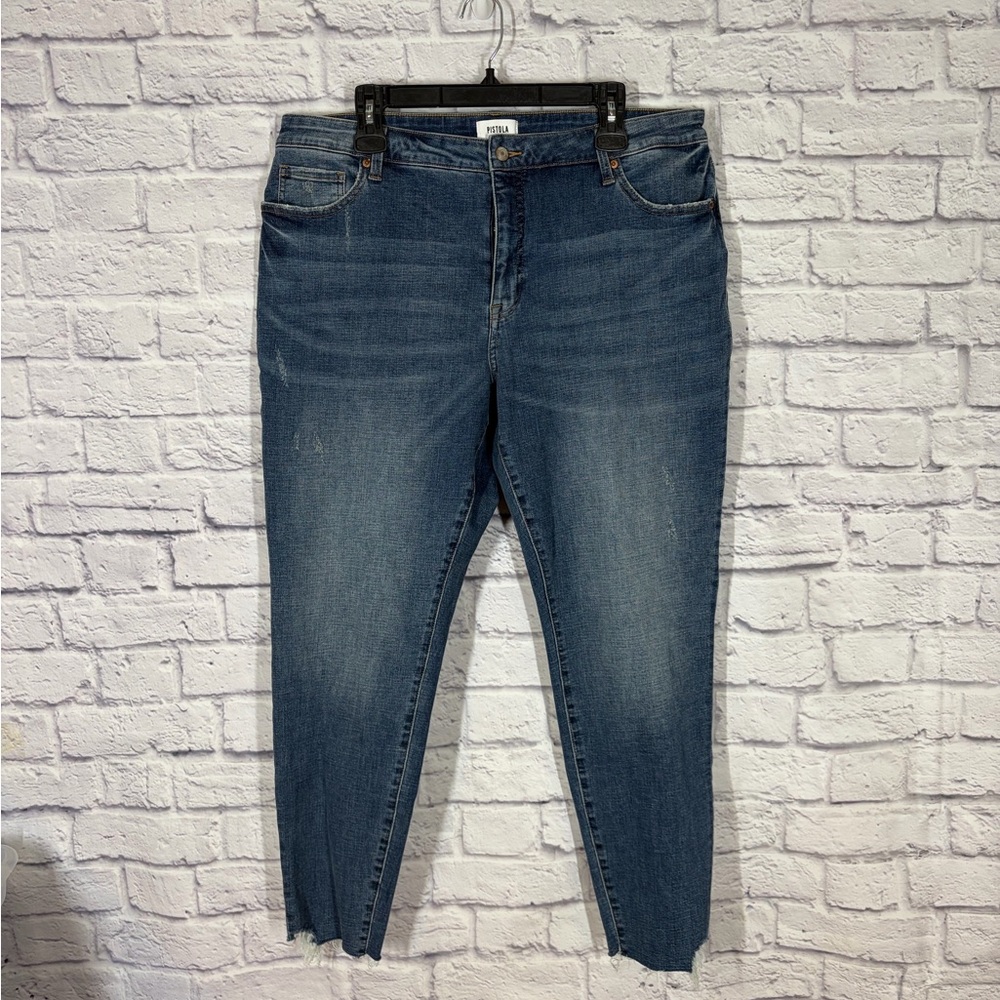 Pistola Raw Hem Skinny Ankle Jeans Medium Wash Stretch Plus Size 18W
